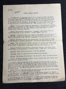 1950's THE LAST DAYS Booklet 1pg UFO Info Page VG 4.0 Flying Discs & Saucers