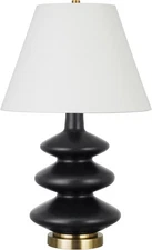 Henn&Hart 26" 1-Light Table Lamp White Empire Shade for Bedroom BLACK