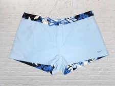 Nike Reversible Swimsuit Shorts Womens XL Blue Quick Dry Tropical Pool Beach