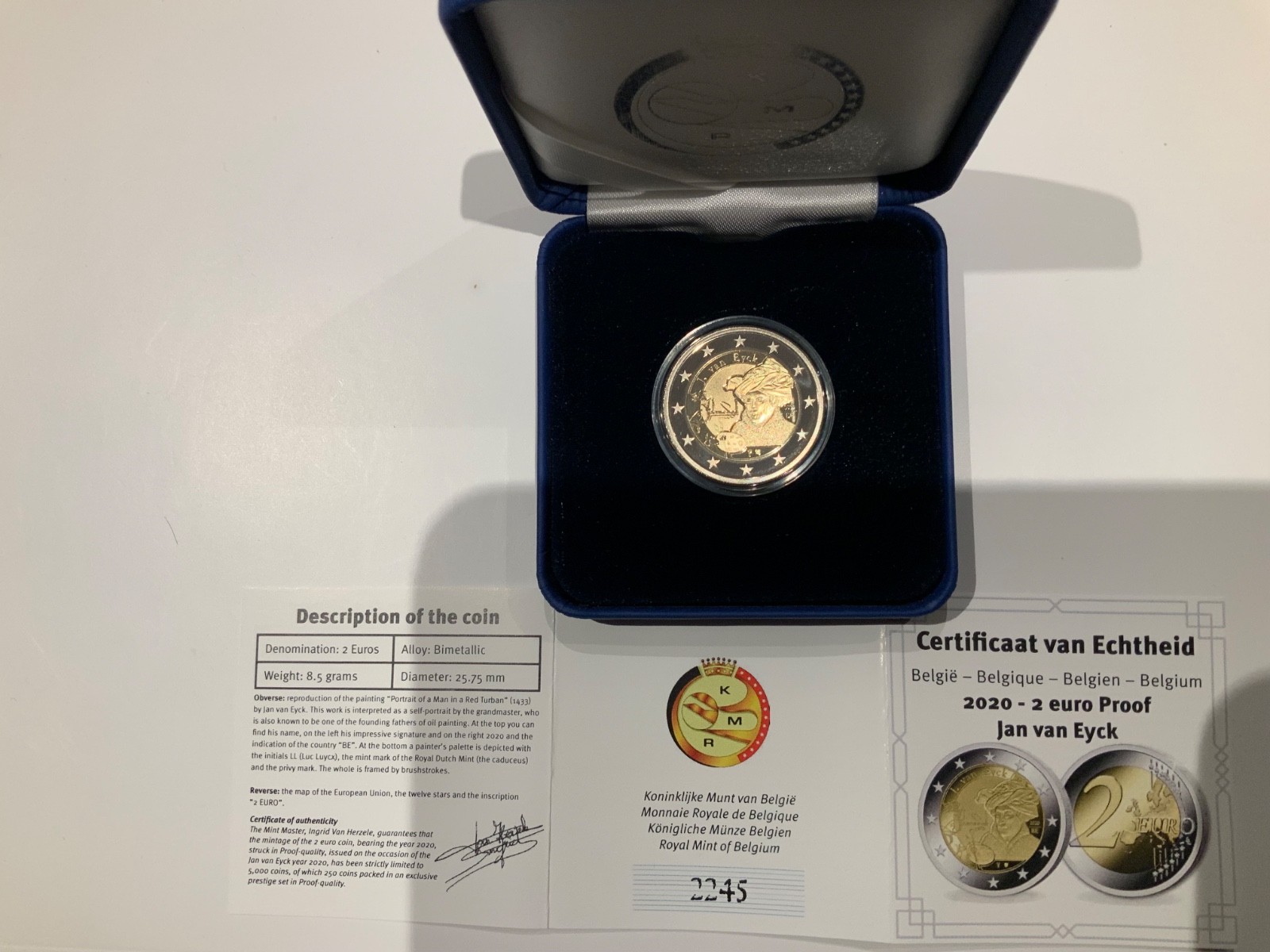 Pièce 2 euro BELGIQUE 2020 / JAN VAN EYCK