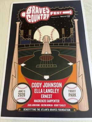 Atlanta Braves Country Fest Truist Park Poster-Ella Langley & Cody Johnson