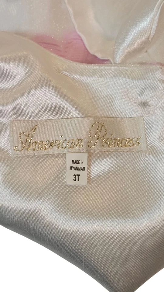American Princess brand Wedding Fancy Girl Dress Pink Flowers Sz 3T New - Image 3 of 3