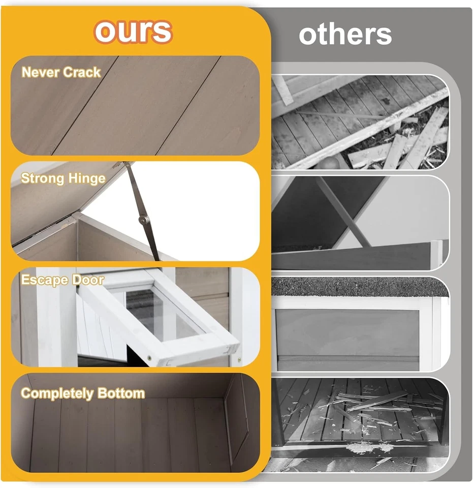 Casa para gatos al aire libre Petscosset para gatos salvajes, refugio para gatos de madera maciza resistente a la intemperie Foto 3 de 4