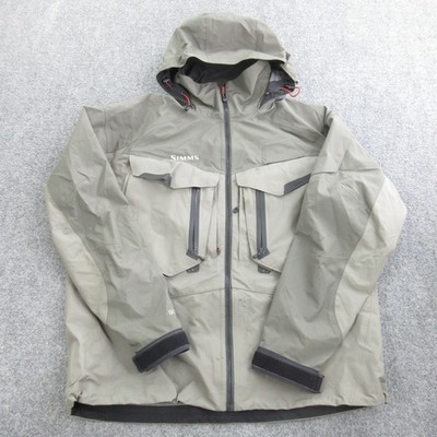 Simms Jacket Mens Large Gray Hooded Full Zip G4 Gore-Tex Fishing Waterproof