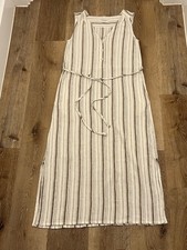 WRAP London cream and brown dress, uk 8, striped maxi sleeveless dress . VGC