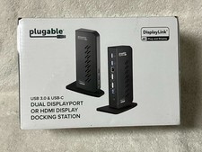Plugable Dual DisplayPort & HDMI Docking Station=USB 3.0 & USB-C Laptop Dock New