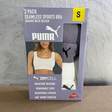 Puma 2 Pack Seamless Sports Bra Women's S White Purple DryCell Seamless
