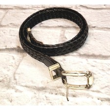 Vintage Black Braided Leather Belt size L