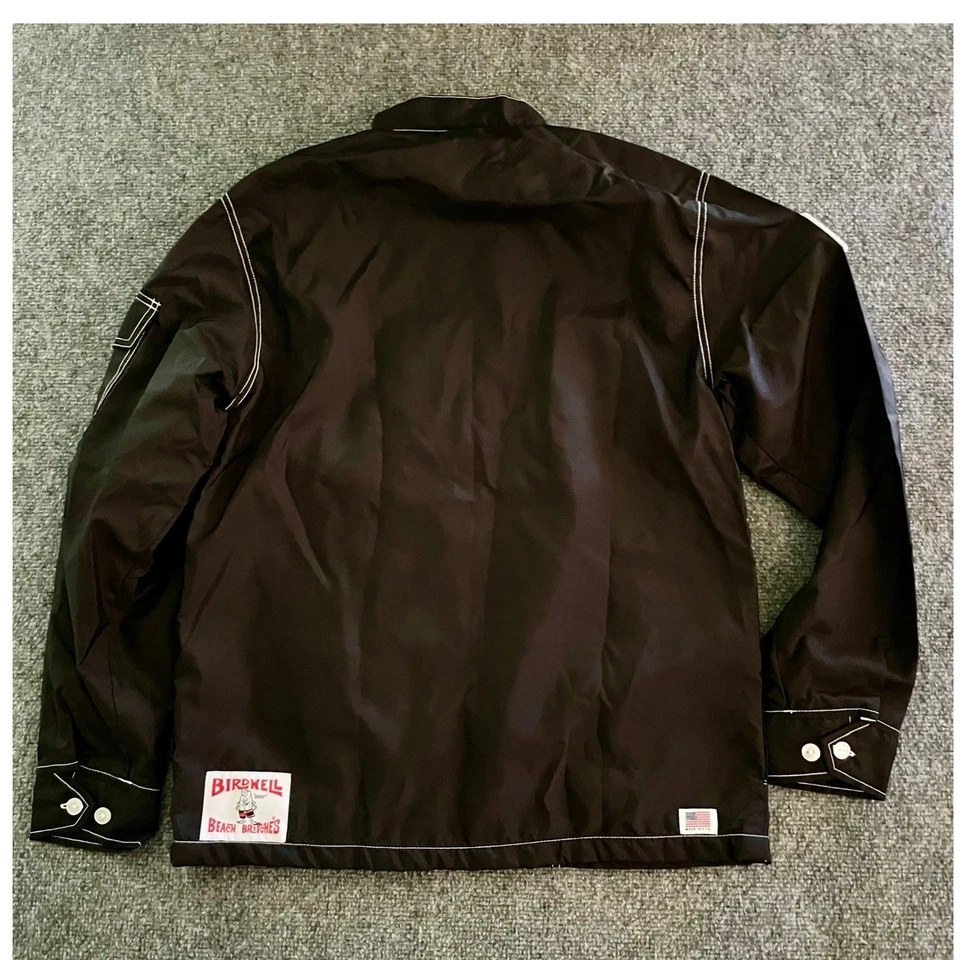 Jaqueta de corrida Birdwell Beach Britches listra preta branca masculina tamanho P streetwear - Imagem 3 de 4