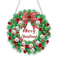 Christmas Diamond Art Hanging Kit for Adult Wreath, DIY Acrylic Diamonds Pain...
