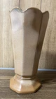Vintage Frankoma Pottery Vase #64 Octagonal Brown Satin Scalloped Rim