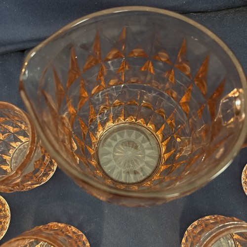 Pink Depression Glass Jeanette Pitcher And 8 Tumbler Set - Picture 4 of 9