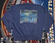 Vintage Ulua Sweatshirt Crazy Shirts Hawaii Mens XL 90s Made in USA Navy Fish