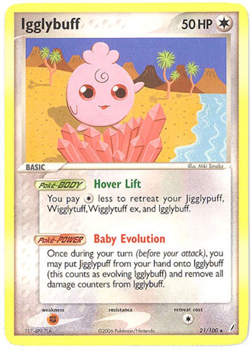 Pokemon Card - Crystal Guardians 21/100 - IGGLYBUFF (rare) - NM