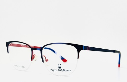 PSYCHO BUNNY PB123-3 Blau Orange Unisex Panto Halbrand Brille 53-18-140 B:41 - Bild 13 von 16