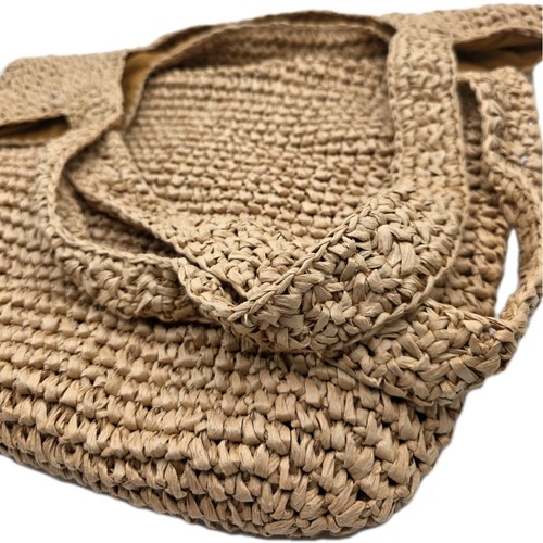Woven Straw Large Tote Bag – Natural Raffia Style – Coastal Boho Market Bag - Picture 5 of 7