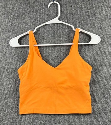 Lululemon Align Tank Top Size 4 Orange Built In Bra Style LW1DDSS