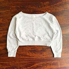Lazy Sunday Cropped Crewneck Sweatshirt Heather Gray Women s S