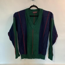   John Ashford Vintage Stripe V-Neck Sweater   Bold Retro Style in Soft Cotton
