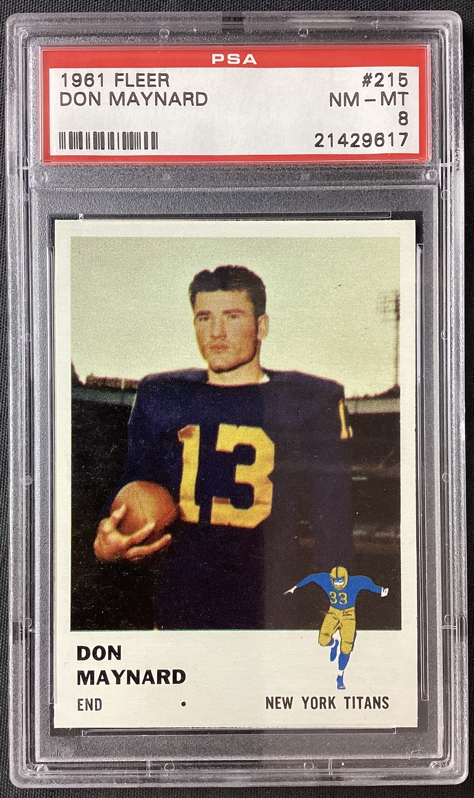 PSA 8 1961 Fleer #215 Don Maynard New York Titans HOF ROOKIE HIGH GRADE!