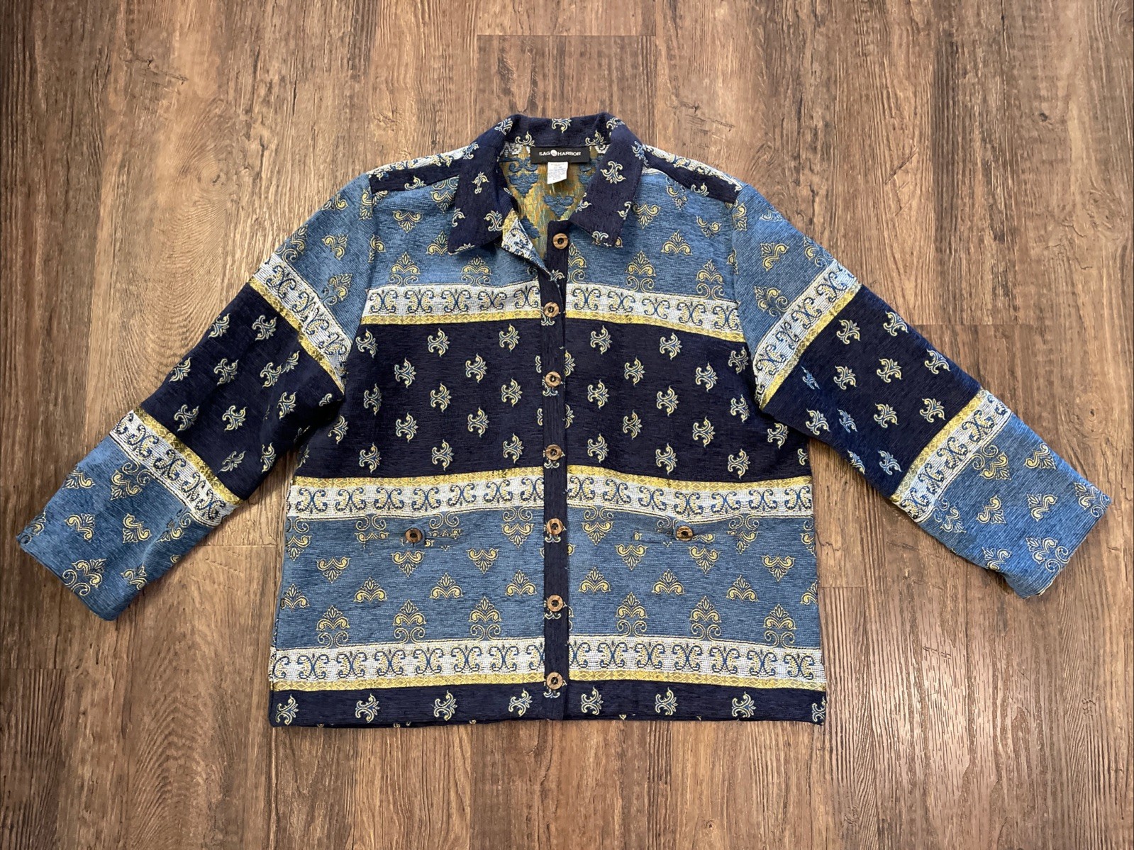 Sag Harbor Patchwork Tapestry Brocade Jacket Size… - image 1