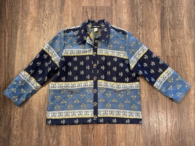 Sag Harbor Patchwork Tapestry Brocade Jacket Size 18 Baroque Floral Boho Blue