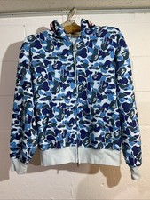A BATHING APE XL HOODIE Y2K FULL ZIP MASK SHARK BLUE CAMOUFLAGE