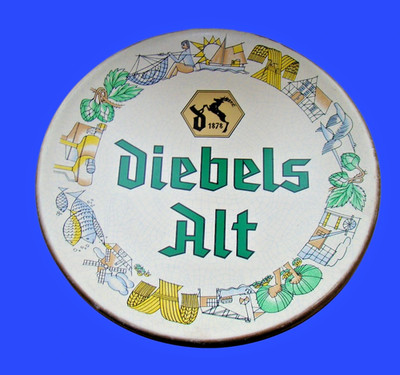 Diebels Alt Werbeschild Wandteller 1970er 1980er Jahre Ø 37 cm.