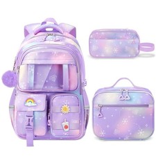 Cute Girls School Backpack Set - 5pcs with Lunch Box for Teens Kids, 17" Bookb