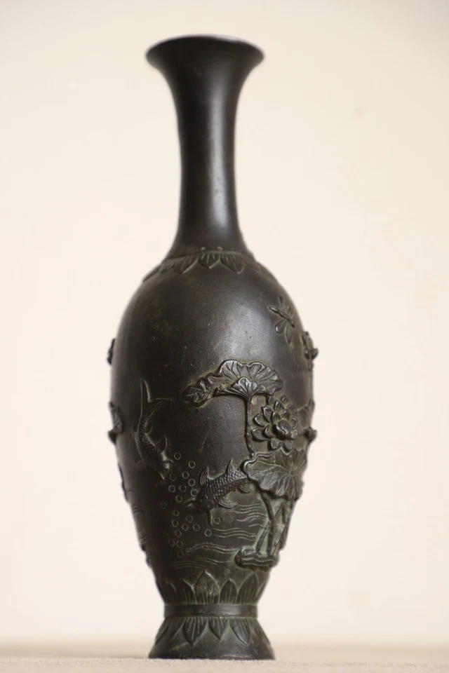 Chinese Bronze Vase Fish-Play Motif with Lotus Design  “Da Ming Xuande” Mark - Image 2 of 4