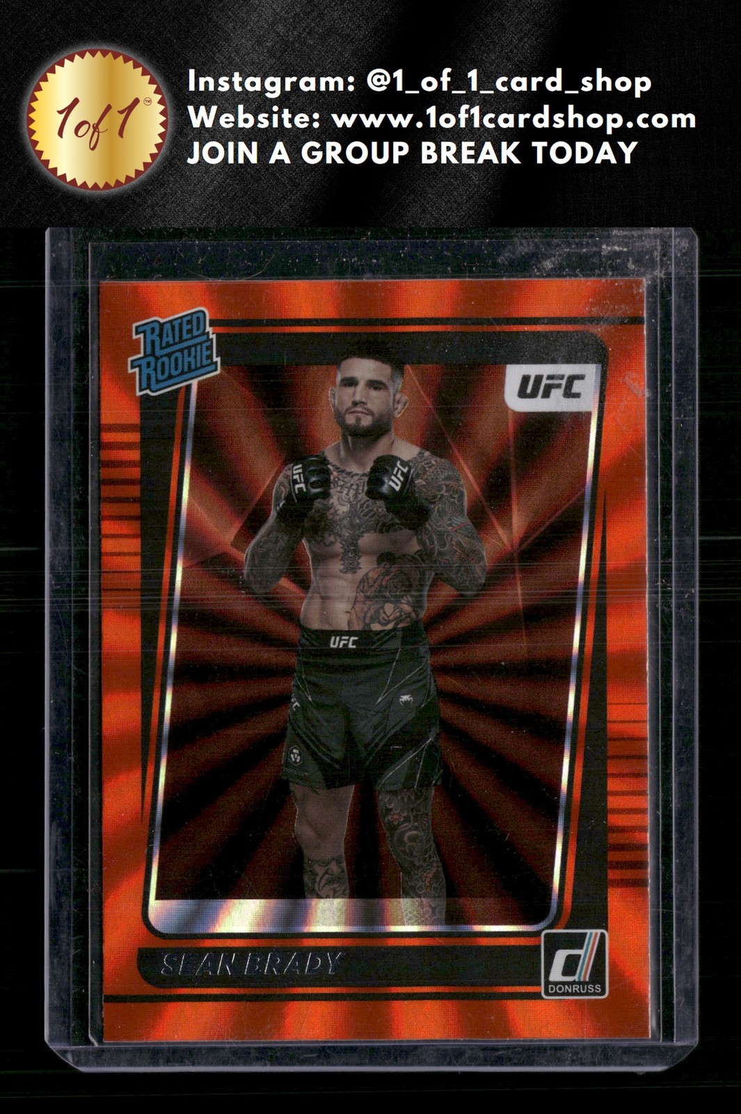 2022 Donruss UFC #214 Sean Brady Holo Orange Laser RC ZZ