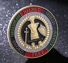 Armor of God Challenge Coins, Collectible Alloy Prayer Commemorative Coin Token