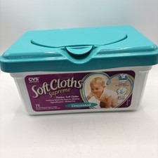 CVS Soft Cloths Supreme Baby Wipes EMPTY Plastic Container Pop Up Lid