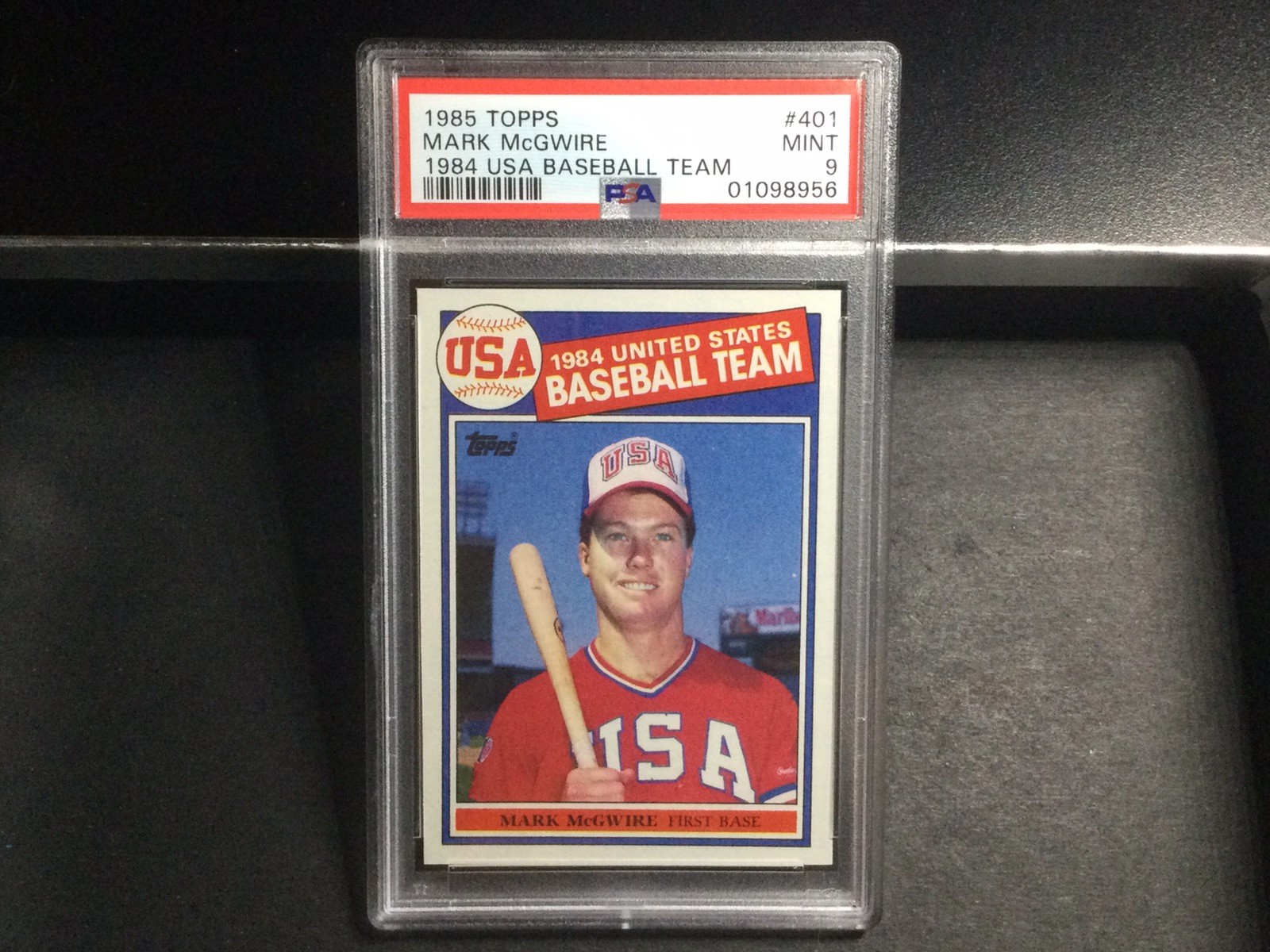 1985 Topps #401 Mark McGwire USA Olympic Rookie Card PSA 9 Mint