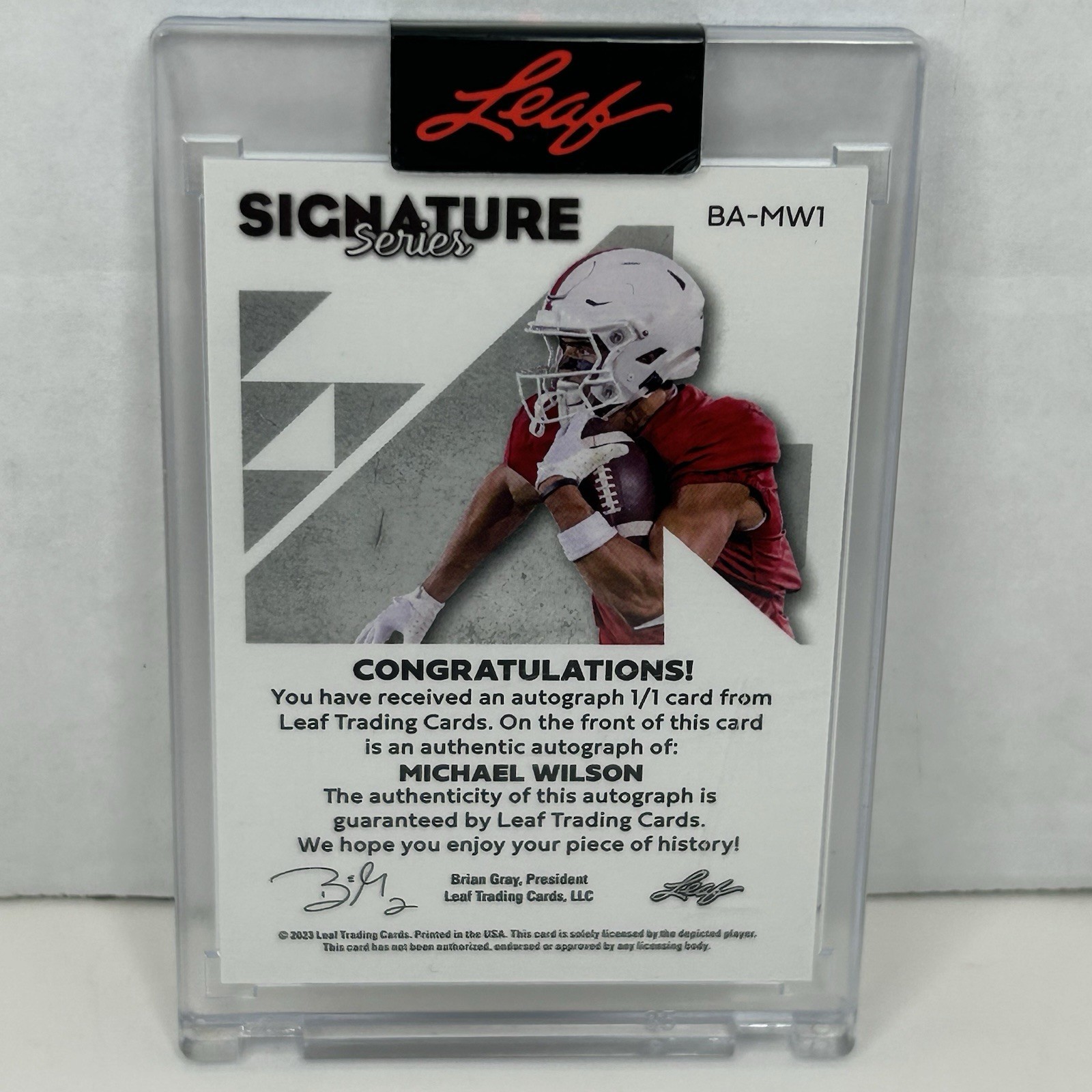 2023 Leaf Signature Series Football Michael Wilson #BA-MW1 Auto RC 1/1 Cardinals view 2