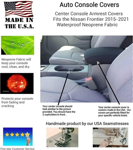 Auto Console Covers - Fits The Nissan Frontier 2015-2021 Neoprene Material - Picture 18 of 20