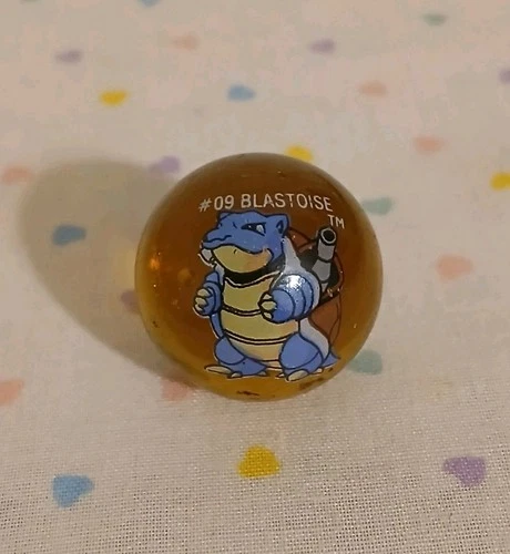 Vintage Pokemon Collectible Amber Colored Marble Blastoise #09 Toy Biz READ