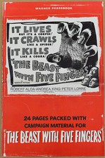 BEAST With FIVE FINGERS 1947 GENUINE UNCUT VF+ PRESSBOOK PETER LORI ROBERT ALDA