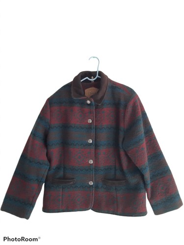 Vtg Woolrich Size L Wool Blend Southwestern Aztec Blanket Lined Jacket Coat USA - Picture 3 of 10