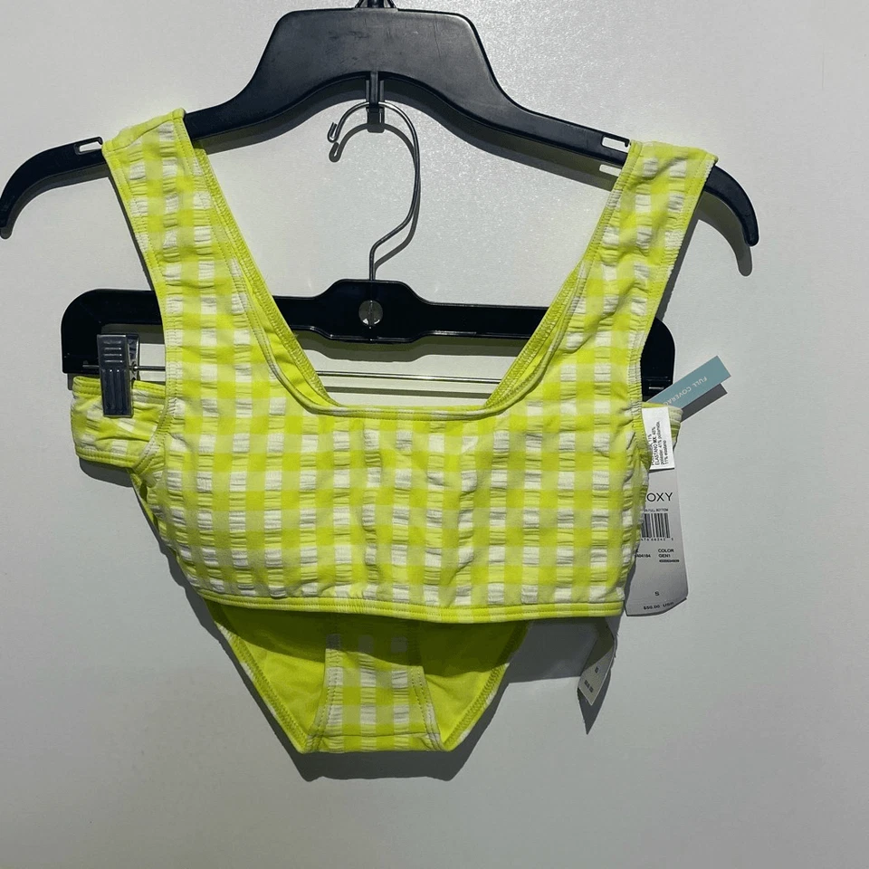 ROXY Women's Lime White Beautiful Sun Bralette Bikini & Bottom 2Pc Set XS/S NWT - Image 2 of 4
