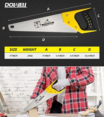 Plowfar 14 Inch Hand Saw With 11 TPI - Fine Cut For Wood, PVC Pipes, Drywall, Tree Pruning, Green Handle - View #4