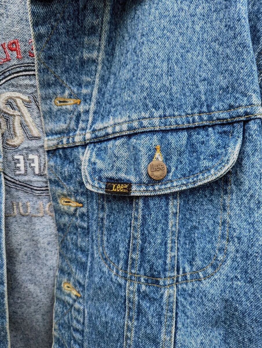 Vintage Lee Denim Jacket Hard Rock Cafe Honolulu 40R Blue Jeans 90s  Sanfordized