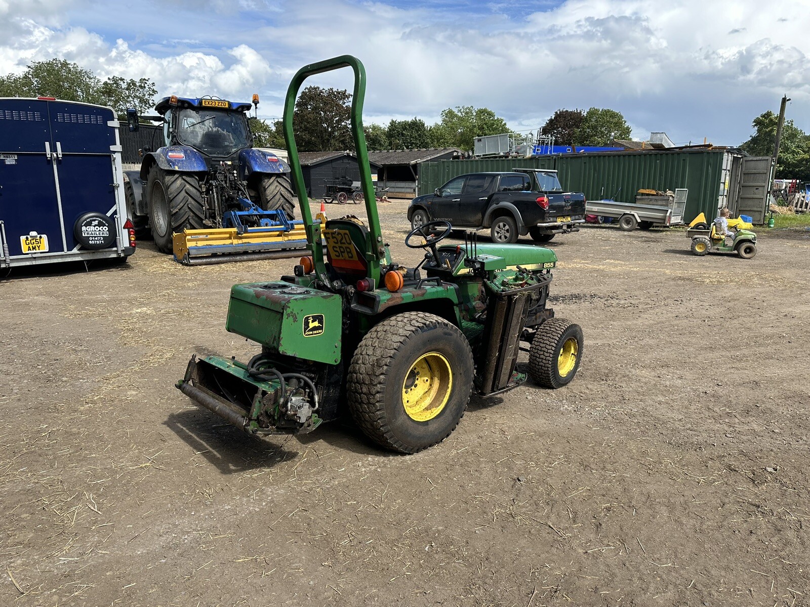john deere 855 compact tractor With 3 Gang Cylinder Mower Attachment eBay