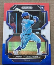 2022 Panini Prizm Red White Blue Prizm #21 Yonny Hernandez RC Texas Rangers