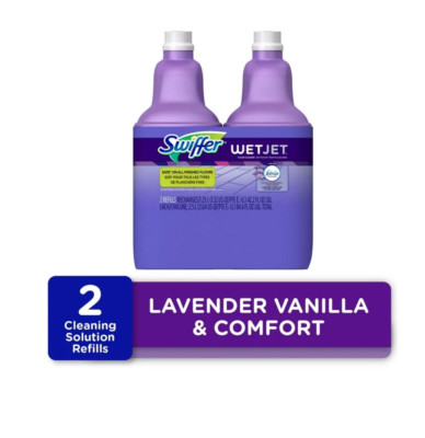 Swiffer Wet Jet Mop Refill Solution Floor Cleaner, Lavender, 42.2oz, 2 Pack