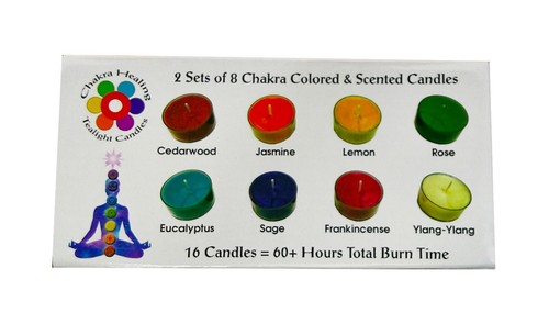 Chakra Colored and Scented Tealight Candles - 2 Sets of 8 (16) - Meditation Yoga - Picture 6 of 10