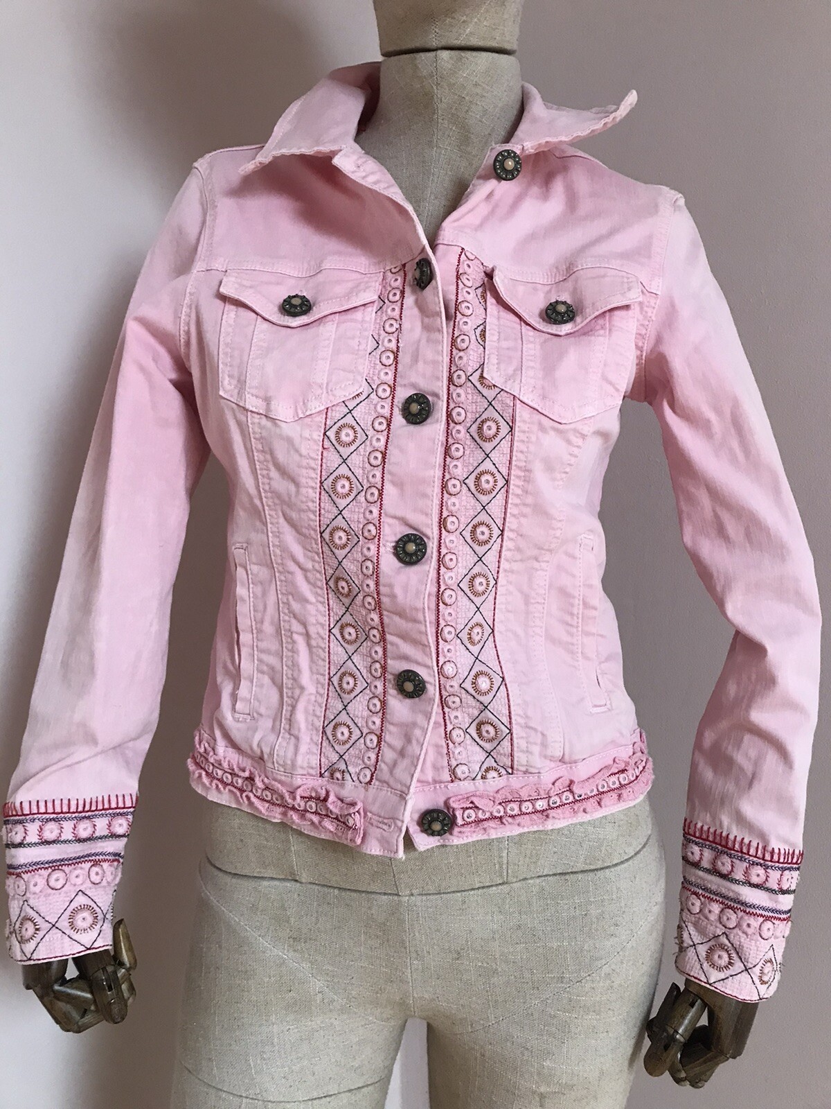 Desigual Jacke Jeansjacke rosa Gr. 36 Landhaus Romantik