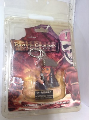BASIC FUN DISNEY PIRATES OF THE CARIBBEAN CAPTAIN JACK SPARROW - KEYCHAIN -2007 