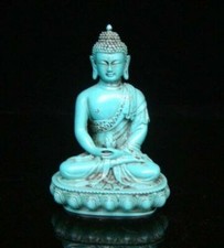 Collectible china Old Decorated Turquoise stoneSakyamuni Buddha Statue religious