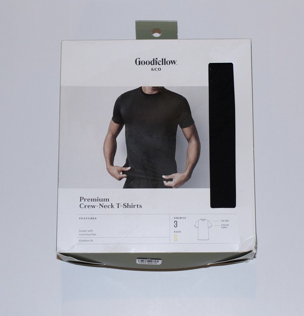 Goodfellow & Co Mens Premium Crew Neck T Shirts XL Black 3 Pack for